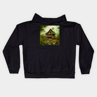 Digital Painting of a Beautiful cottage Tree house Kids Hoodie